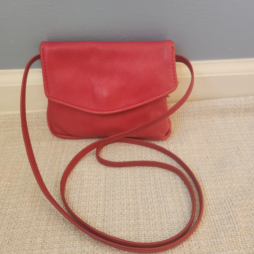 SOLD Red Leather Mini Small Crossbody Bag - Picture 6 of 16